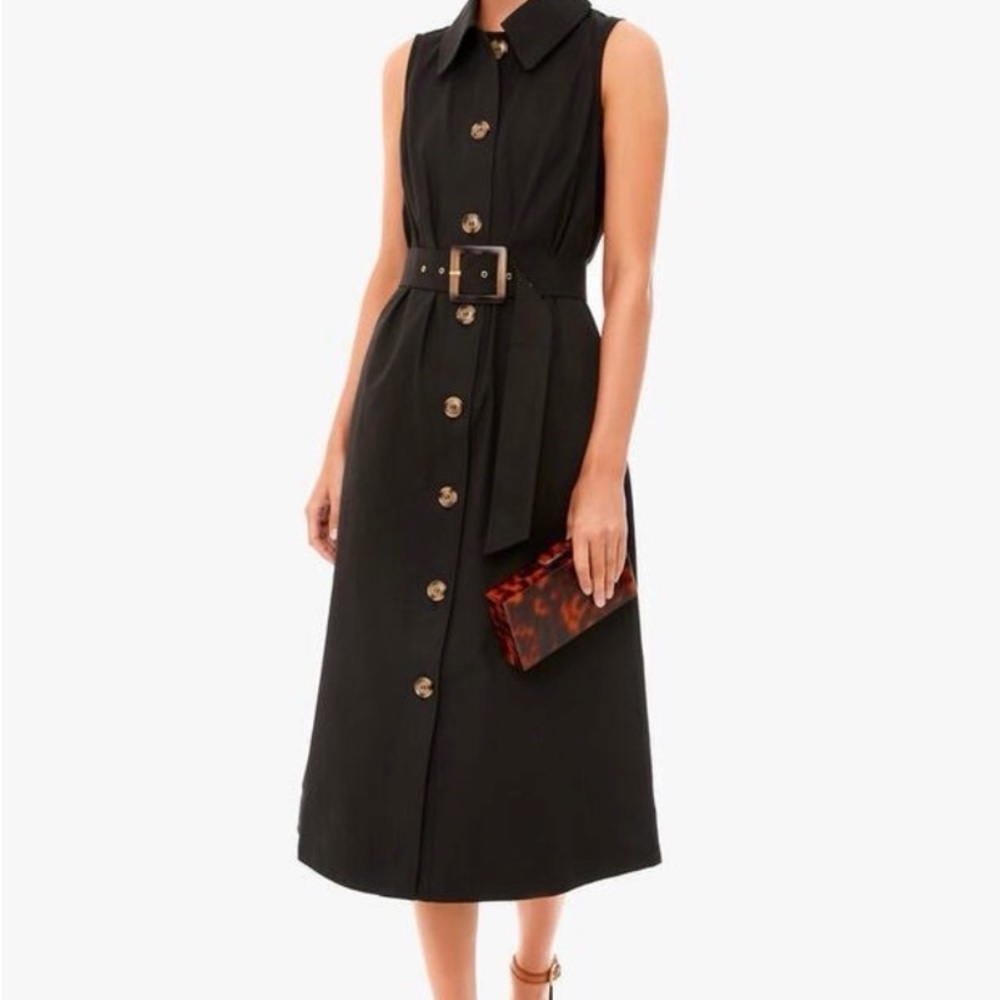 Tuckernuck Black Sleeveless Midi Shirt Dress with Belt